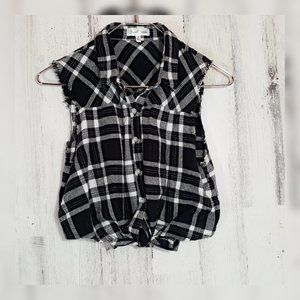 EMERALD SUNDAE tie-front flannel shirt